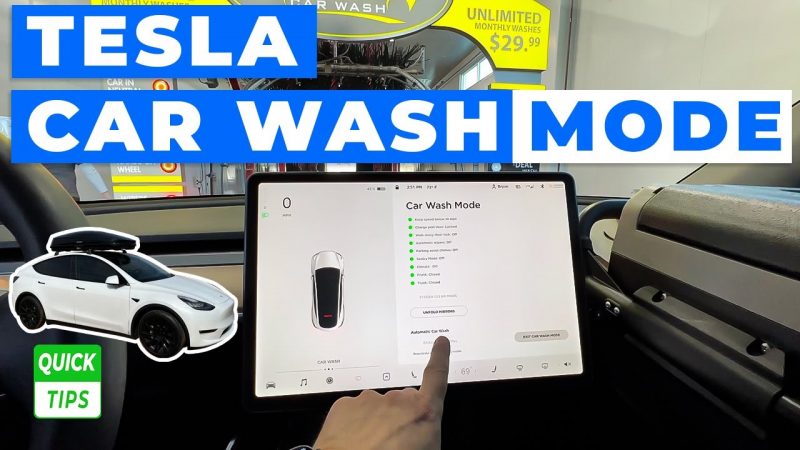 Showing Tesla car wash mode
