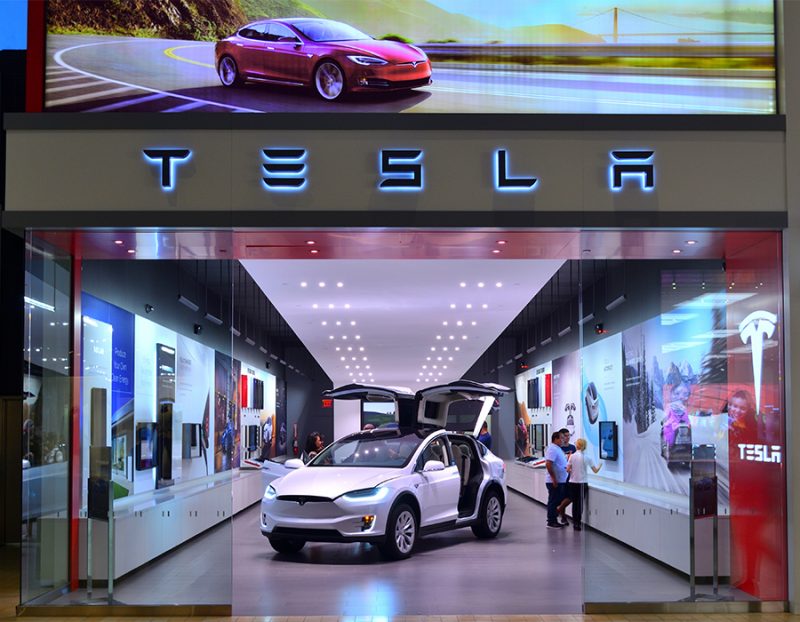 Tesla Model X inside a showroom
