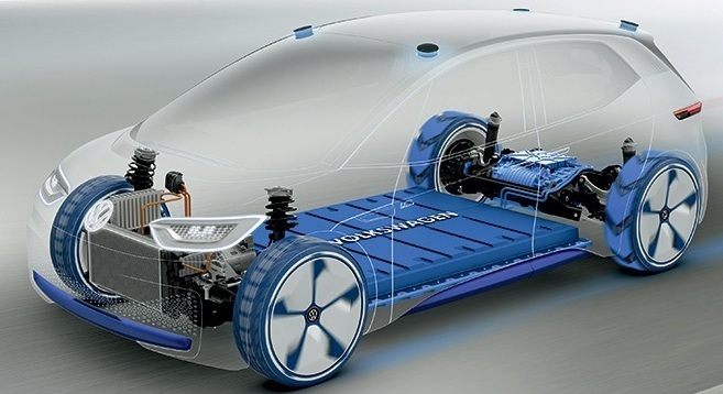 Exposed components of electric car