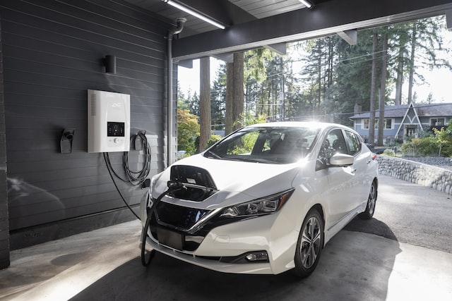 an electric car at home charging