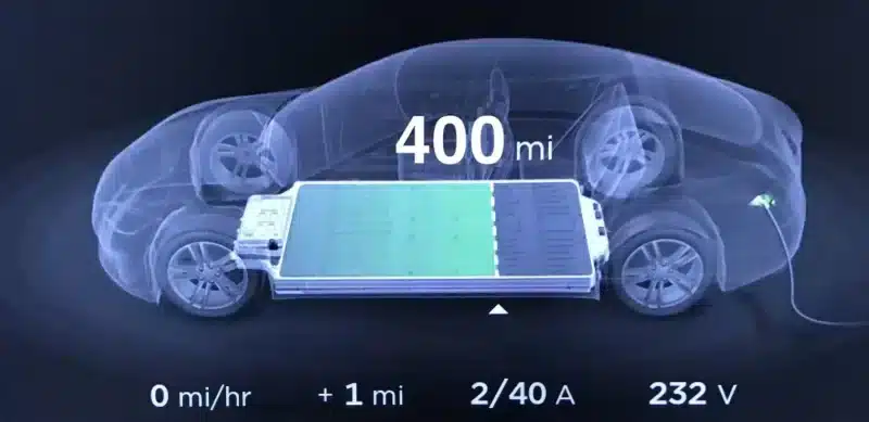 Tesla 400 miles battery charging