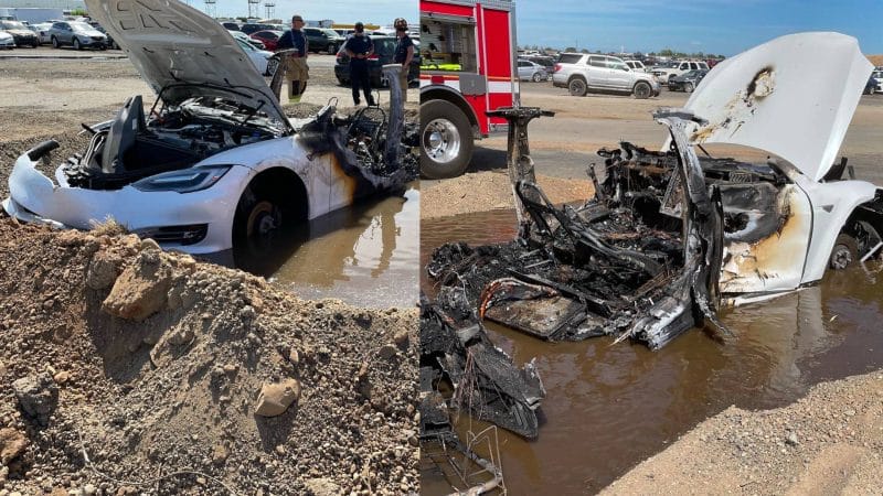 Tesla vehicles after fire