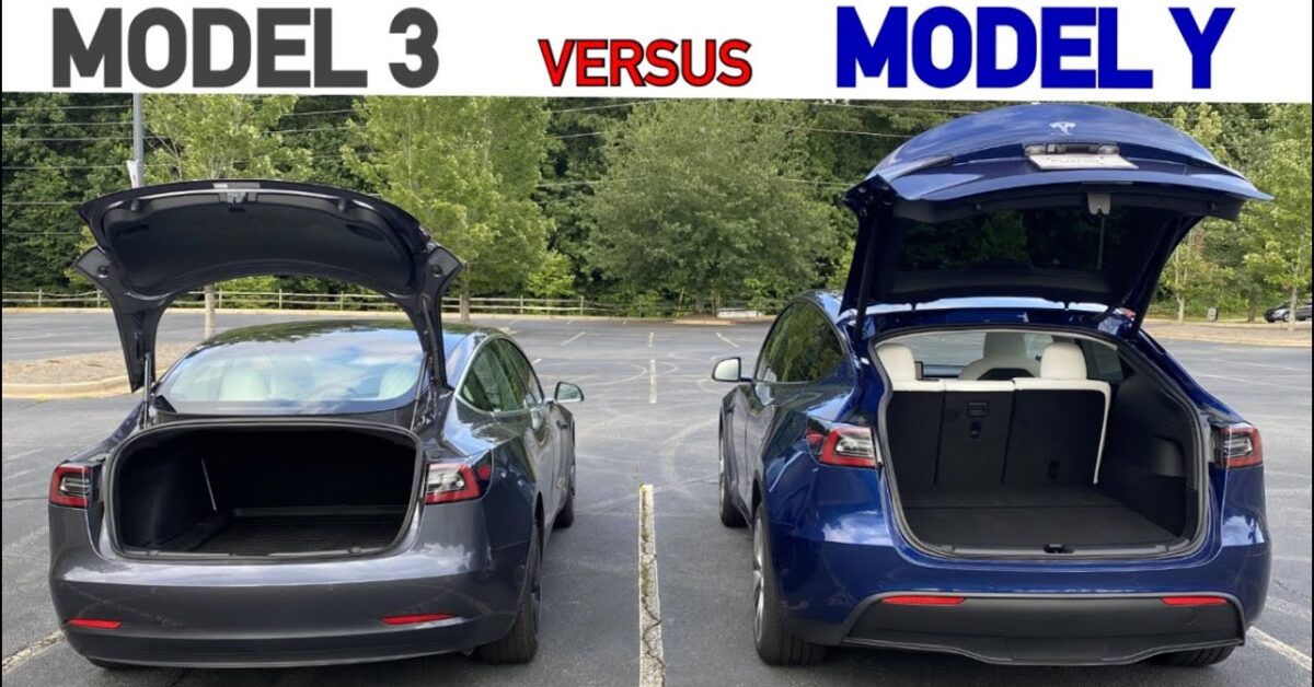 cargo comparison of Tesla model Y and3